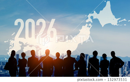 日本及跨國人士2026年新年圖片商務新年賀卡素材 日本及跨國人士2026年新年圖片商務新年賀卡素材 132973531