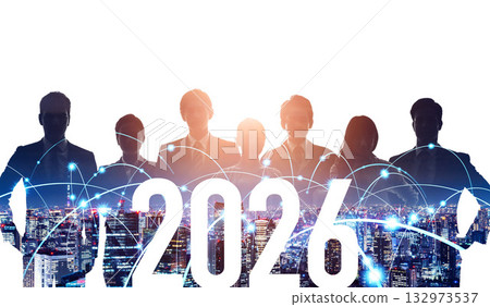 2026年跨國人物與網路新年形象商務新年賀卡素材 132973537