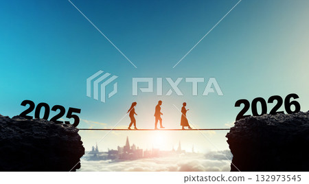 商業集團在邁向2026年的商業新年形象，以及2026年令和8年新年賀卡素材。 132973545