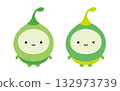 Green pea, green bean, and sprout-like characters 132973739