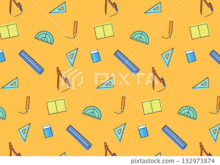 Cute seamless background of math stationery_Orange Cute seamless background of math stationery_Orange 132973874