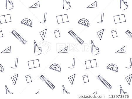 Cute seamless background of math stationery_monochrome line drawing Cute seamless background of math stationery_monochrome line drawing 132973876