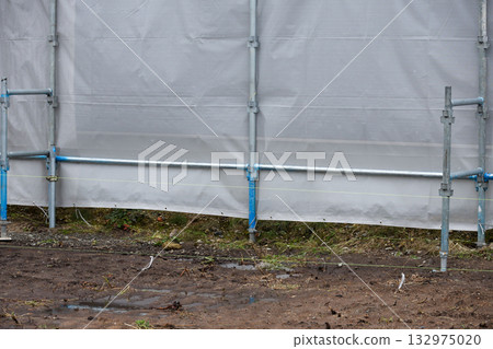 基礎工程、施工、新建工程、建築、鷹架、地面、地基、測量、建築工地、場地、工作、圍護結構 132975020