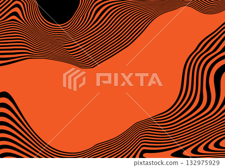 Energetic Orange Spiral Fading into Black Darkness Forming a Stylish, Modern, 3D Illusory Pattern. Eps 10 132975929