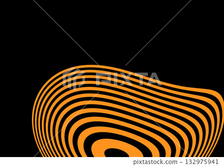 Hypnotic Orange Warped Gradient on Deep Black Background Futuristic Abstract Optical Illusion. Eps 10 132975941