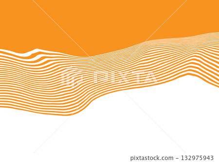 Dynamic Orange Concentric Waves Distorting Space, Creating a Surreal Minimalist Graphic Composition. Eps 10 132975943