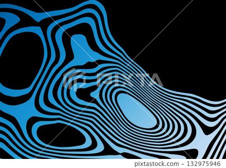 Hypnotic Blue Gradient of Contour Lines on a Deep Black Background Futuristic, Dynamic, Abstract Optical Illusion. Eps 10 132975946