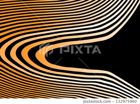 Energetic Wave of Contour Lines Transitioning from Light Orange to Deep Black Futuristic, Minimalist Design. Eps 10 132975960
