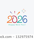 Happy New Year 2026 Illustration Text Logo 132975974