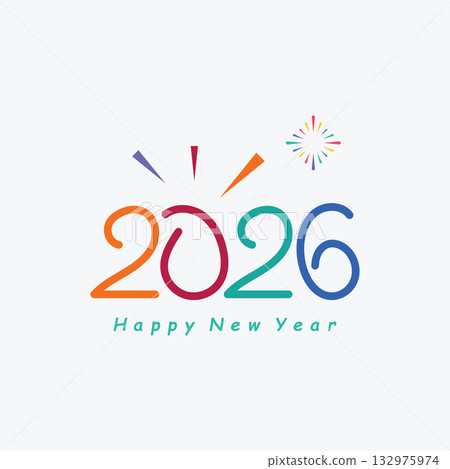 Happy New Year 2026 Illustration Text Logo 132975974
