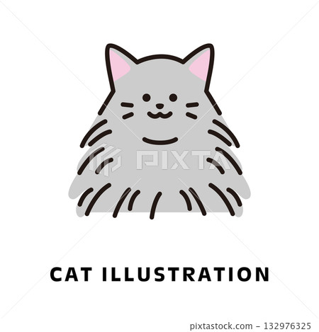 Long-haired cat icon illustration_front 132976325