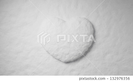 心形雪的3D插圖。背景素材為堆積的積雪。 (橫向) 心形雪的3D插圖。背景素材為堆積的積雪。 (橫向) 132976356
