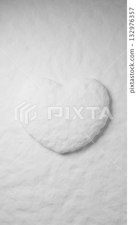 3D illustration of heart-shaped snow. Background image of piled up snow. (Vertical) 3D illustration of heart-shaped snow. Background image of piled up snow. (Vertical) 132976357