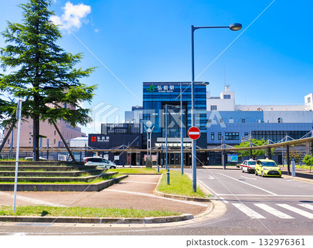 Hirosaki Station, Joto Exit, under a bright blue sky, Hirosaki City, Aomori Prefecture Hirosaki Station, Joto Exit, under a bright blue sky, Hirosaki City, Aomori Prefecture 132976361