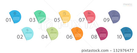 Infographic 10 options design elements for your business data. Vector Illustration. Infographic 10 options design elements for your business data. Vector Illustration. 132976477
