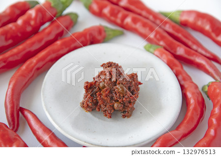 Red chili pepper and fresh shichimi Red chili pepper and fresh shichimi 132976513