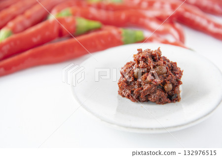 Red chili pepper and fresh shichimi Red chili pepper and fresh shichimi 132976515