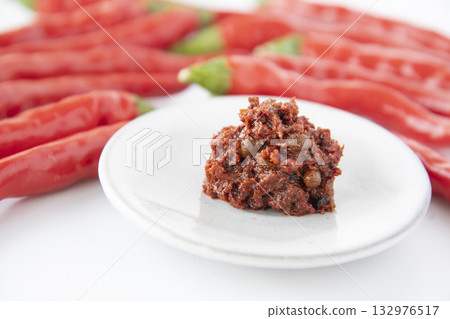 Red chili pepper and fresh shichimi Red chili pepper and fresh shichimi 132976517