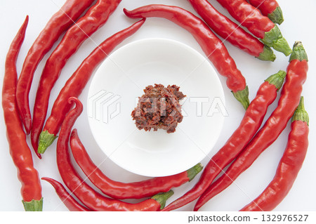 Red chili pepper and fresh shichimi Red chili pepper and fresh shichimi 132976527