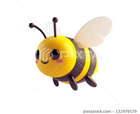 3D illustration of a flying bee 3D illustration of a flying bee 132976579