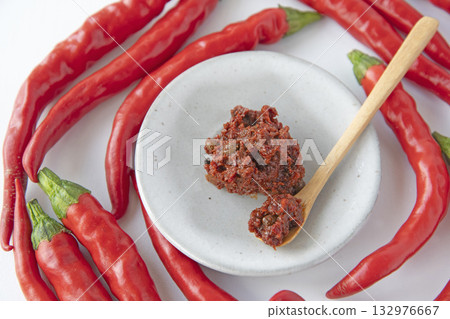 Red chili pepper and fresh shichimi 132976667