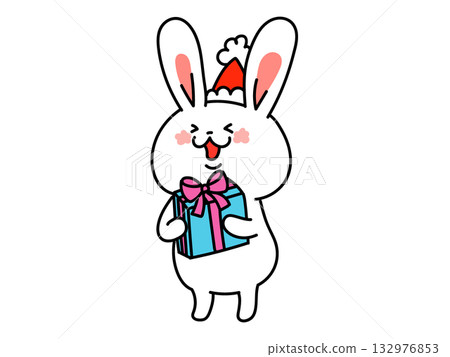 Rabbit wearing a Santa hat Rabbit wearing a Santa hat 132976853