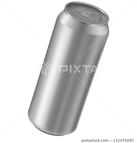 Aluminum drink can floating, vector realistic blank metallic tin can drink beer, soda, water, juice package mock up 132976895
