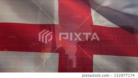 Digital image of stock market and financial data processing against white background Digital image of stock market and financial data processing against white background 132977174