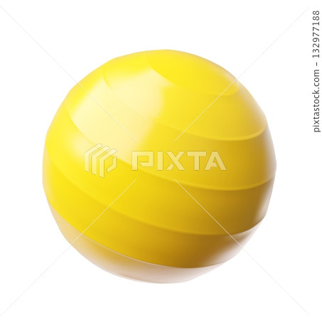 3D fit ball icon, yellow, sports ball, equipment for yoga, Pilates, and fitness. 132977188