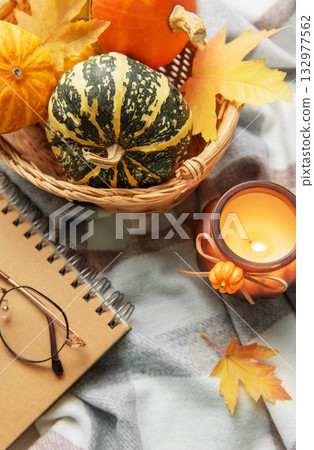 Autumn coziness creating a relaxed fall atmosphere indoors Autumn coziness creating a relaxed fall atmosphere indoors 132977562