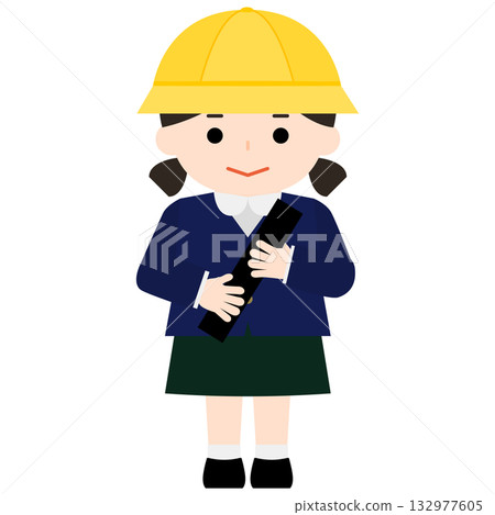 A girl in uniform holding a diploma A girl in uniform holding a diploma 132977605