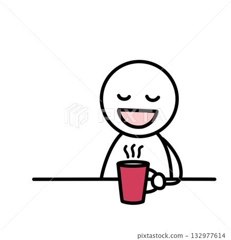 People relaxing at a table drinking coffee People relaxing at a table drinking coffee 132977614