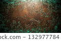 Grunge background of oxidized copper texture with green patina for concept of aged, vintage, or industrial design 132977784