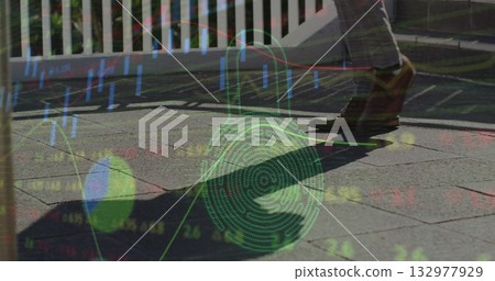 Displaying fingerprint padlock icon overlaying path beside white fence, boots and stock charts Displaying fingerprint padlock icon overlaying path beside white fence, boots and stock charts 132977929