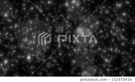 Abstract glowing white and silver star particles floating in a dark cosmic background Abstract glowing white and silver star particles floating in a dark cosmic background 132978416