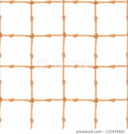 Watercolor seamless rope grid nautical pattern Watercolor seamless rope grid nautical pattern 132978481