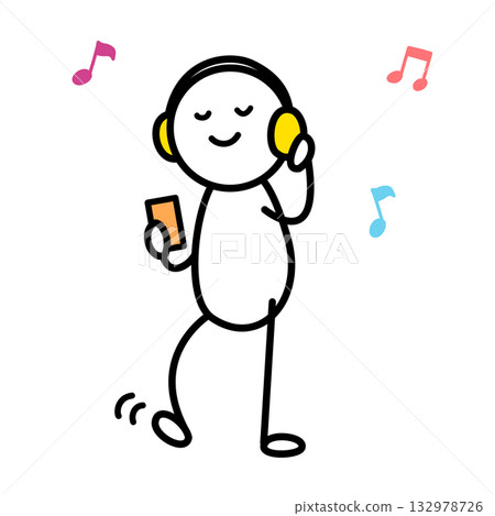 Person listening to music with headphones Person listening to music with headphones 132978726