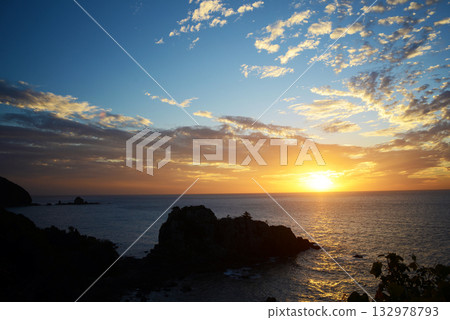 Sunset on the west coast of Amakusa 132978793