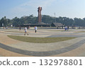 the football stadium with a football match 132978801