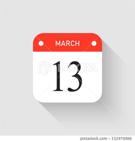 Vector icon page day calendar - 13 March month 132978866