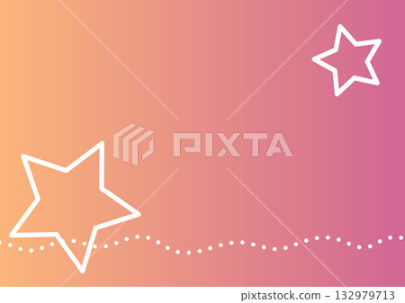 Fancy background of orange to pink gradient, dotted wavy lines and sparkling stars 132979713