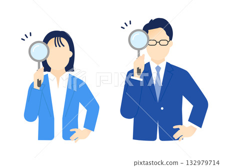 一位商務人士手持放大鏡的插圖素材 132979714
