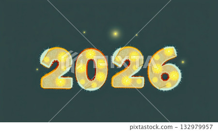 Colorful luminous digits surrounded by sparkles. Symbol of creativity and celebration. Colorful luminous digits surrounded by sparkles. Symbol of creativity and celebration. 132979957