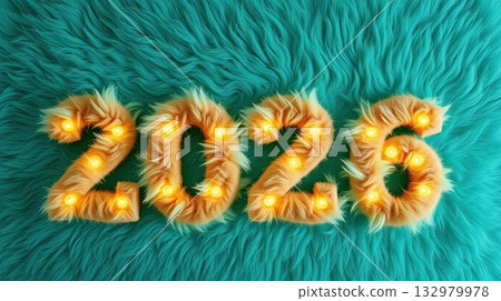 Fluffy glowing numbers on pastel background. A playful image of hope and renewal. Fluffy glowing numbers on pastel background. A playful image of hope and renewal. 132979978