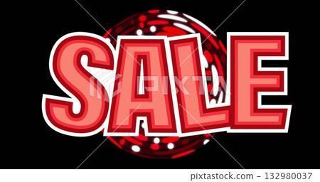 Displaying SALE text glowing on digital marketing backdrop, with circular light marquee pattern Displaying SALE text glowing on digital marketing backdrop, with circular light marquee pattern 132980037