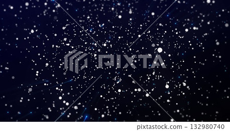Swirling white and blue particles gliding through digital abstract field, with faint light streaks Swirling white and blue particles gliding through digital abstract field, with faint light streaks 132980740