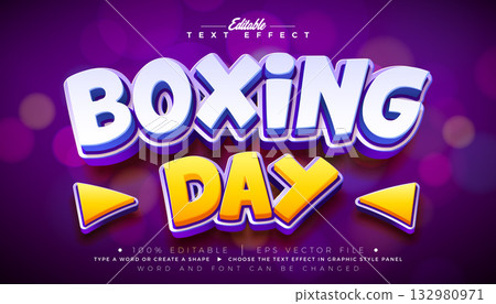 Boxing Day Editable Text Effect Design Vector Christmas Season Shopping Day Sale Graphic Style with 3D Multilayered Typography Lettering on Shiny Background. Winter Holiday Business Illustration 132980971