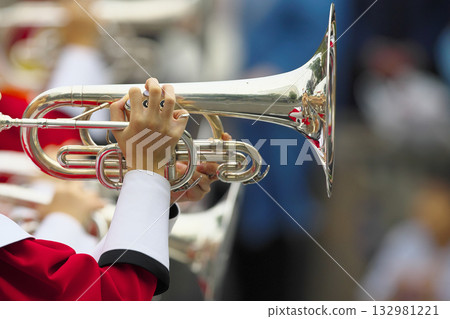 行進樂隊遊行樂器 132981221