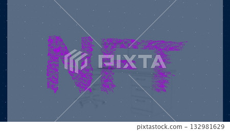 Displaying purple NFT letters on muted blue backdrop, with ghosted office chair and cabinet shadows Displaying purple NFT letters on muted blue backdrop, with ghosted office chair and cabinet shadows 132981629