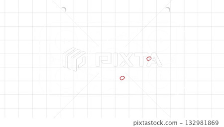 White grid background highlighting two red circles marking grid intersections, in graphic layout 132981869